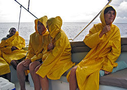 Our boat ride up the coast in the rain