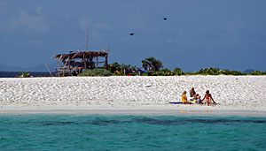 Family beach day on Sandy Island