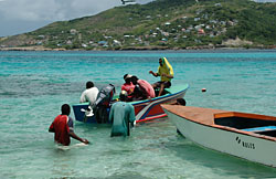 Locals feeding scraps to the birds