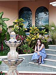 Daphne in the villa courtyard