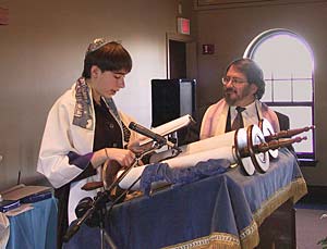 Beth reads the blessings after the Torah