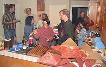 Pizza boxes stacked up after dinner